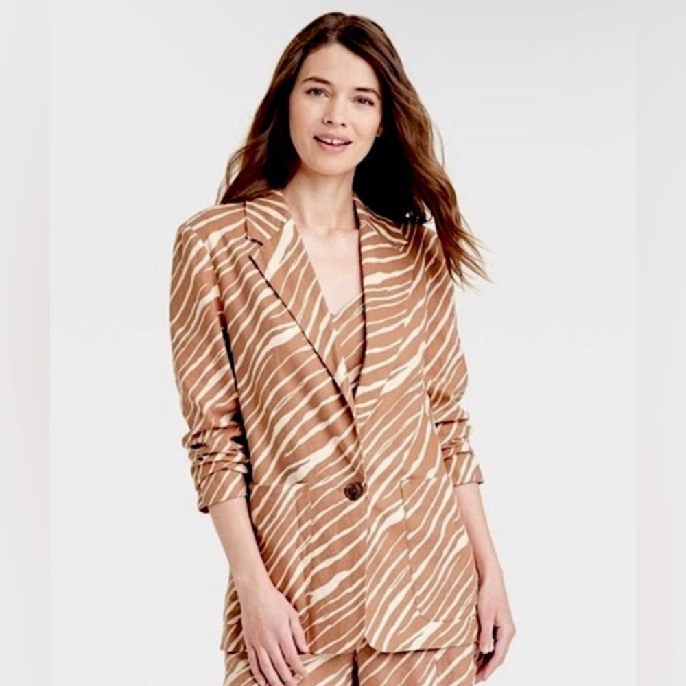 NEW A New Day Brown Zebra Stripe Blazer. S